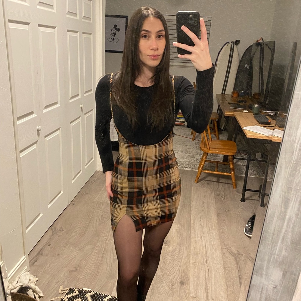Plaid Suspender Mini Skirt/Dress NEW WITH TAGS